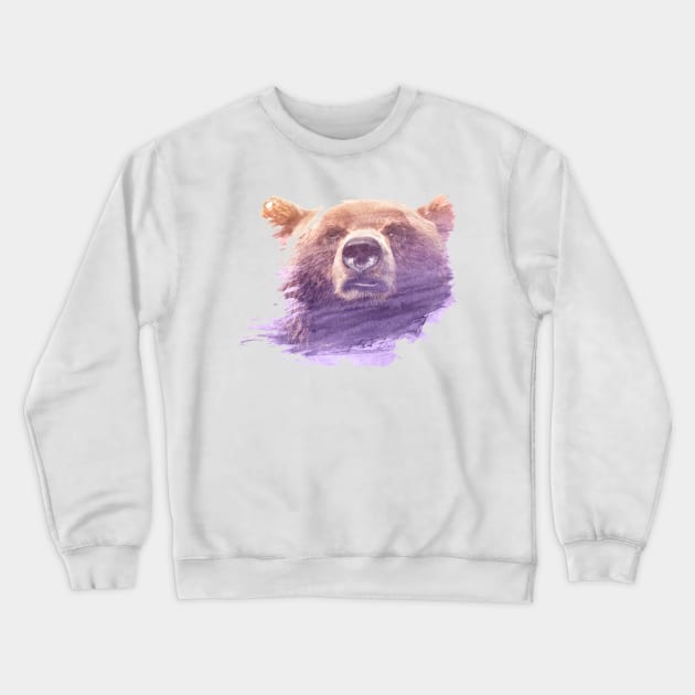 Bear Superimposed Watercolor Crewneck Sweatshirt by deificusArt